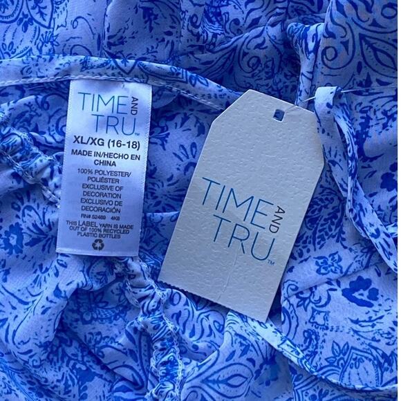 NWT ~ TIME and TRU Ruffle Hem Caftan Tie Front Chiffon Swimsuit Coverup ~ XL - Picture 7 of 7